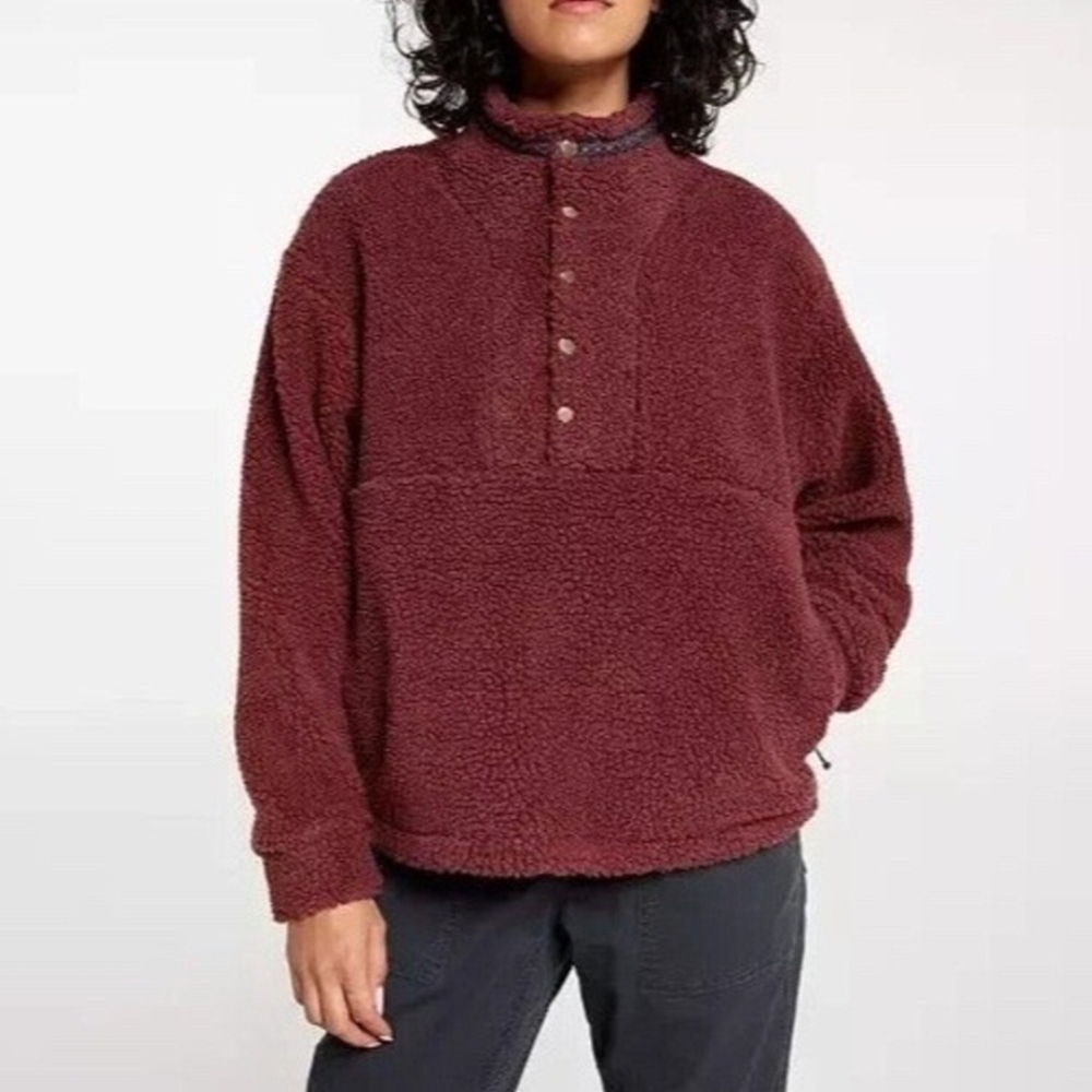 Fleece Pullover Women's 1/4 Size Large Snap Alpine Design Maroon